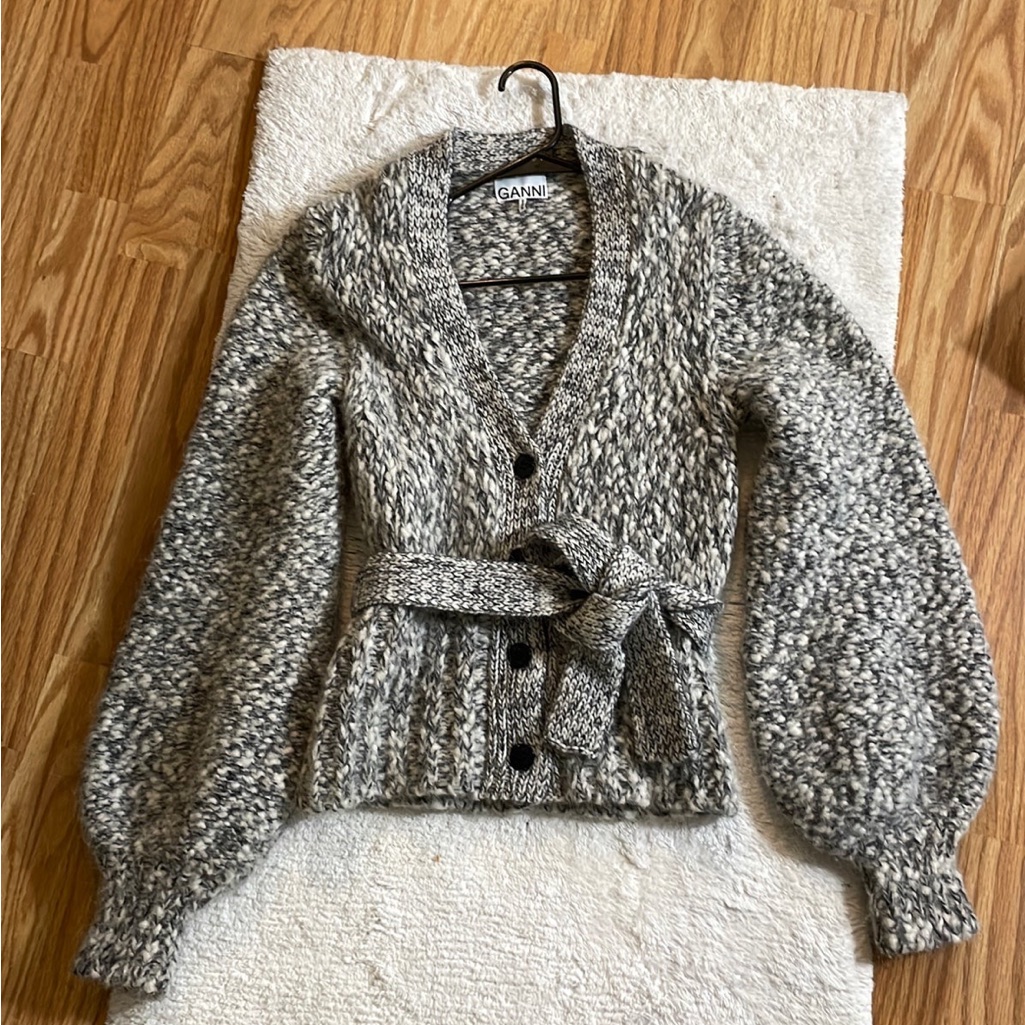 Ganni Women's Black And White Knit Cardigan